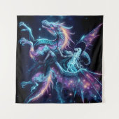 スケルトン魔女ドラゴンに乗って、コズミックファンタジーアート タペストリー (正面(横))