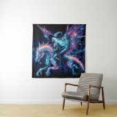 スケルトン魔女ドラゴンに乗って、コズミックファンタジーアート タペストリー (インサイチュ)