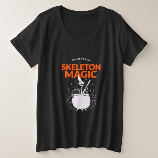 スケルトン魔法の攪拌 プラスサイズTシャツ (デザイン正面)