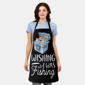 スケルトン魚釣りをテーマにした エプロン (着用した状態)