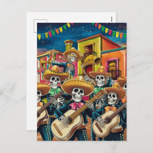 スケルトン鮮やかマリアチバンドディアデロスムエルトス シーズンポストカード (正面/裏面)