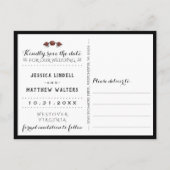 スケルトン黒い灰色の白の日付を保存 案内ポストカード (裏面)