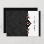 スケルトン黒追加ネーム光沢折り畳み座席表 ポストカード (正面/裏面)