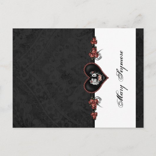 スケルトン黒追加ネーム光沢折り畳み座席表 ポストカード (正面)