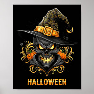 スケルトン+ウィッチハット+ハロウィン+ホラー+コスチューム ポスター