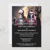 スケルトン・カップルburgundy plum black gothic 招待状 (正面)