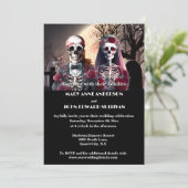 スケルトン・カップルburgundy plum black gothic 招待状 (スタンド正面)