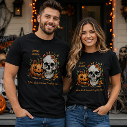 スケルトン・カボチャのハロウィンマッチTシャツ Tシャツ