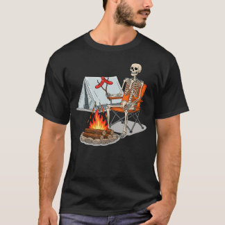 スケルトン キャンピング ハロウィン キャンプファイヤー フォー Tシャツ