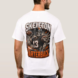 スケルトン・クォーターバック・ハロウィーン・フットボール・アート Tシャツ