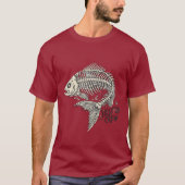 スケルトン+クルー おもしろい 魚の骨 海のデザイン Tシャツ (正面)