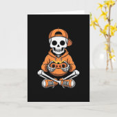 スケルトン ゲーマー ハロウィン ゲーム カード (黄色い花)