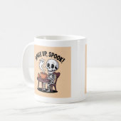 スケルトン コーヒーマグ – ハロウィンデザインで目覚めるスプーク コーヒーマグカップ (正面左)