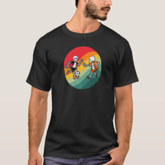 スケルトン サッカー スケルトン フットボール   ハロウィーン スプー Tシャツ