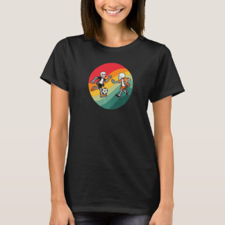 スケルトン サッカー スケルトン フットボール   ハロウィーン スプー Tシャツ