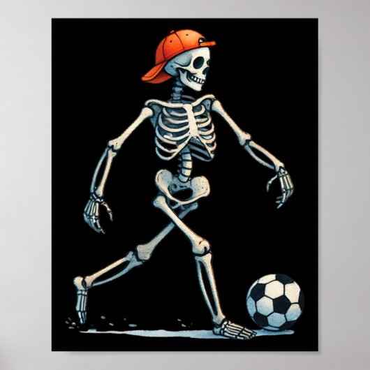 スケルトン サッカー ハロウィンコスチューム 面白い メンズ ボーイズ K ポスター (正面)