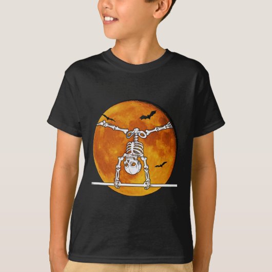スケルトン ジムナスティックス ハロウィン 水平棒 Tシャツ (正面)