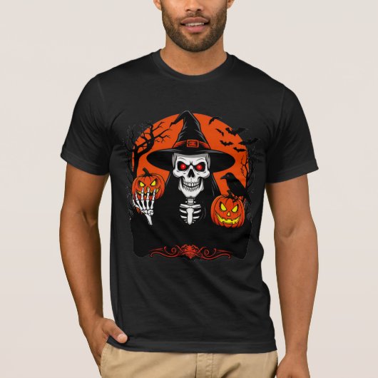 スケルトン ジャック・オ・ランタン ハロウィンの夜に輝く✨ Tシャツ (正面)