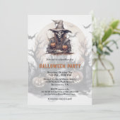 スケルトン ジャック・オ・ランタン bats 月 ハロウィンパーティー 招待状 (スタンド正面)