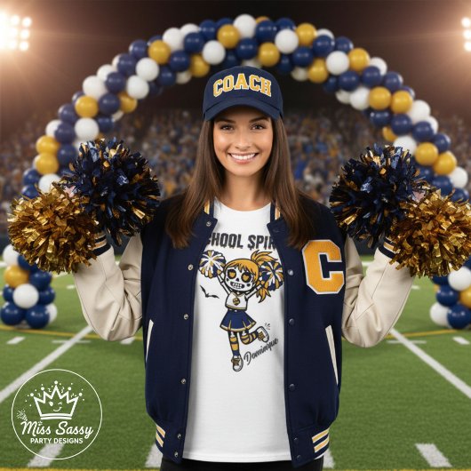 スケルトン・チアリーダーのハロウィーン・スクール・スピリット Tシャツ