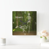 『スケルトン・ドッグ・アンド・ヒランニングューマン・』   スクエア壁時計 (ホーム)