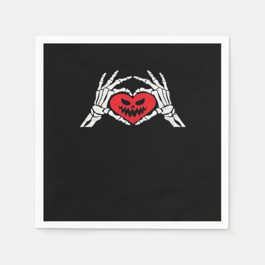 スケルトン・ハンズAハート不気味・ハロウィン スタンダードカクテルナプキン (正面)