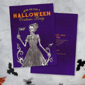 スケルトン パープル ハロウィン パーティー 招待状