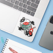 スケルトン・フクロウと赤いバラの電球アート シール (ノートパソコンとiPhone)