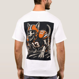 スケルトン フットボール ドッグ コミック アート Tシャツ