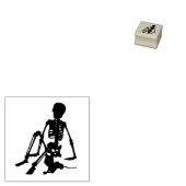 スケルトン・ボーイとペットの猫シルエット・アート ラバースタンプ (押印)