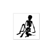 スケルトン・ボーイとペットの猫シルエット・アート ラバースタンプ (インプリント)