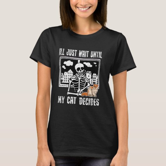 スケルトン ミーム 猫 愛好家 笑える 子猫 骨 ドクロ Tシャツ (正面)