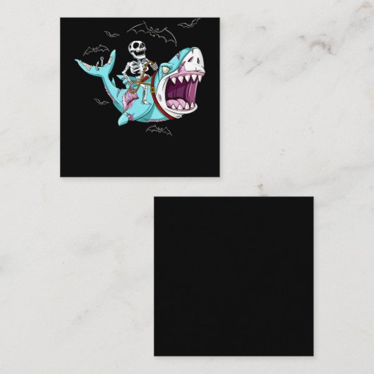 スケルトン・ライディングゾンビサメ・ファンハロウィーン・ギフト スクエア名刺 (正面/裏面)