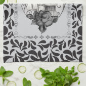 スケルトン・ラブ・カップル・マリッジダンス キッチンタオル (折り畳み)