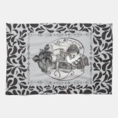 スケルトン・ラブ・カップル・マリッジダンス キッチンタオル (横)