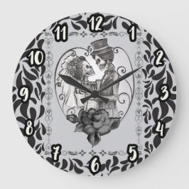 スケルトン・ラブ・カップル・マリッジダンス ラージ壁時計