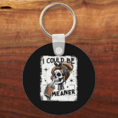 スケルトン レトロ 私はもっと意地悪になれる スカル ハロウィン キーホルダー (正面)