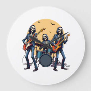 スケルトン ロックバンド おもしろハロウィンTシャツ ラージ壁時計