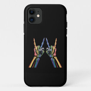 スケルトン ロック ハンド LGBTQ クール レインボーフラッグ ゲイ iPhone 11 ケース