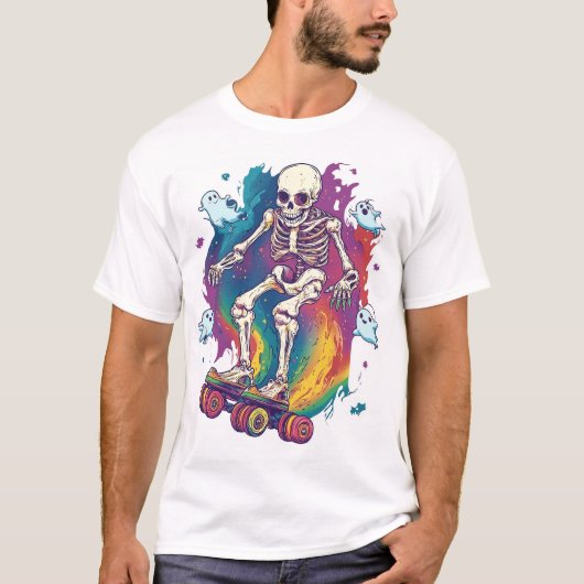 スケルトン ローラー スケーター Tシャツ (正面)