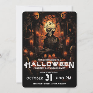 スケルトン 大人のハロウィン お化け コックテールパーティー 招待状