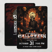 スケルトン 大人のハロウィン お化け コックテールパーティー 招待状 (正面/裏面)