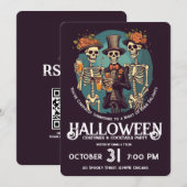 スケルトン 大人 ハロウィン コスチューム カクテルパーティー 招待状 (正面/裏面)