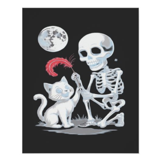 スケルトン+猫+ハロウィン+おもしろ+かわいい+ホラー+エッセンシャル ポスター (正面)