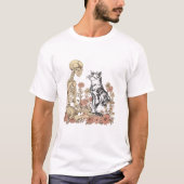スケルトン 猫 花 かわいい 子猫 Tシャツ (正面)