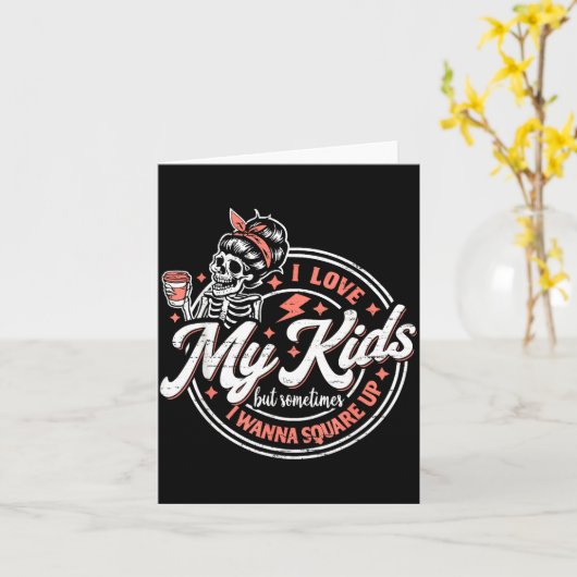 スケルトン 私は子供が好きだけど時々スクエアユ カード (黄色い花)