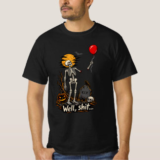 スケルトン 赤い風船 楽しいハロウィン 2026 Tシャツ