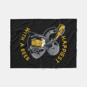 スケルトンAカップのビール運で一番幸せ フリースブランケット (正面(横))