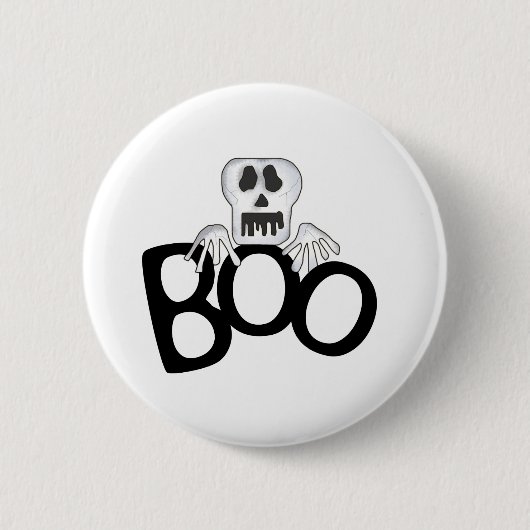 スケルトンBoo Tシャツとギフト 缶バッジ (正面)