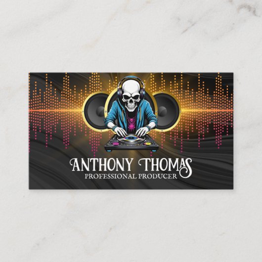 スケルトンDj | 音楽スピーカーイコライザーの背景 名刺 (正面)